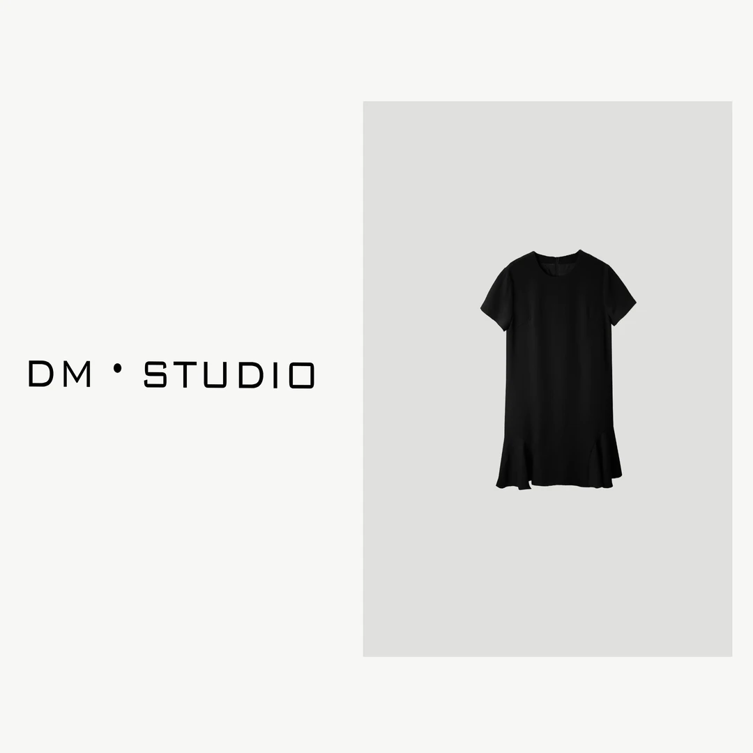 DEDM-DM•STUDIO/极简静奢纯色荷叶边醋酸连衣裙（99051）