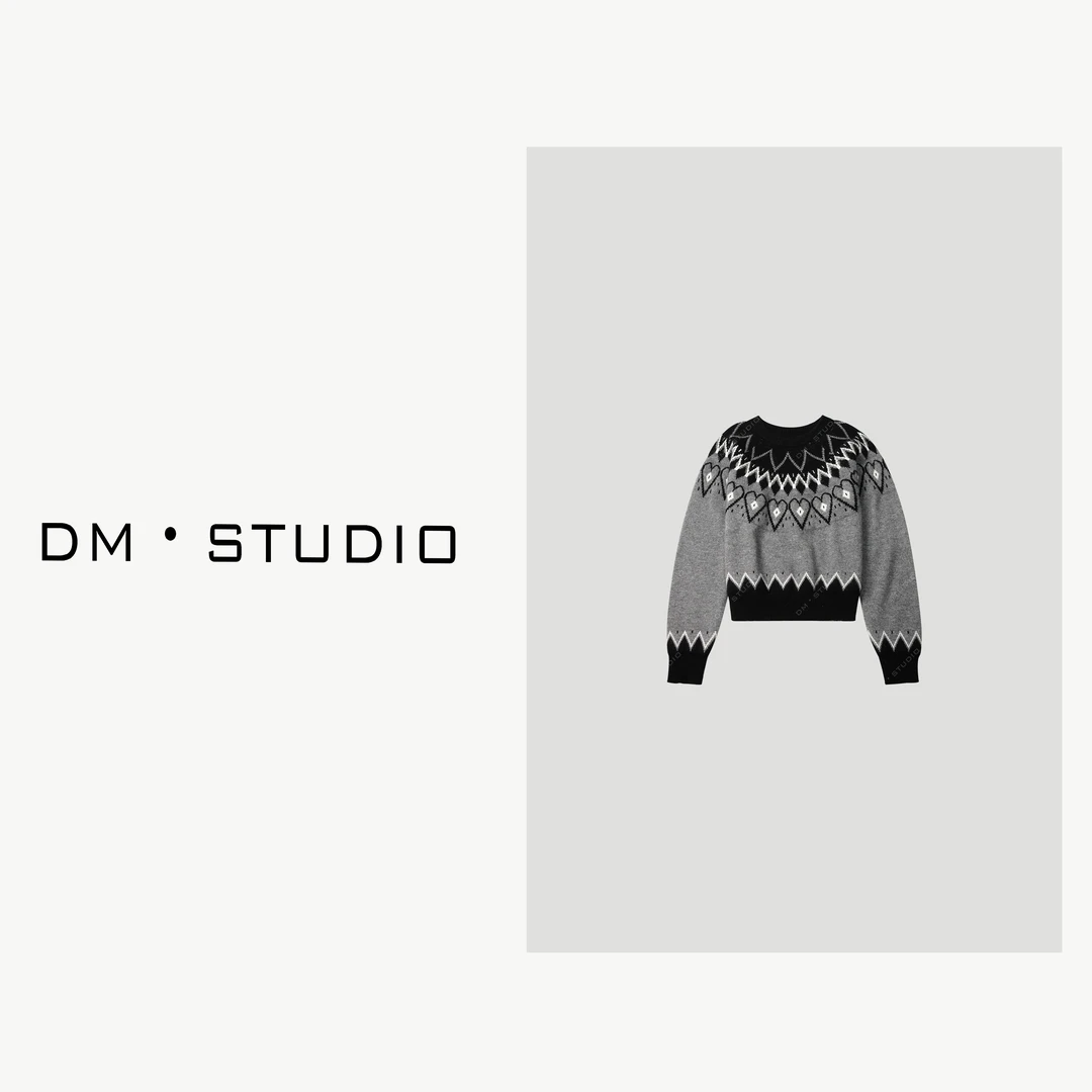 DEDM-DM•STUDIO/减龄设计款爱心混纺套头圆领针织毛衣（99537）