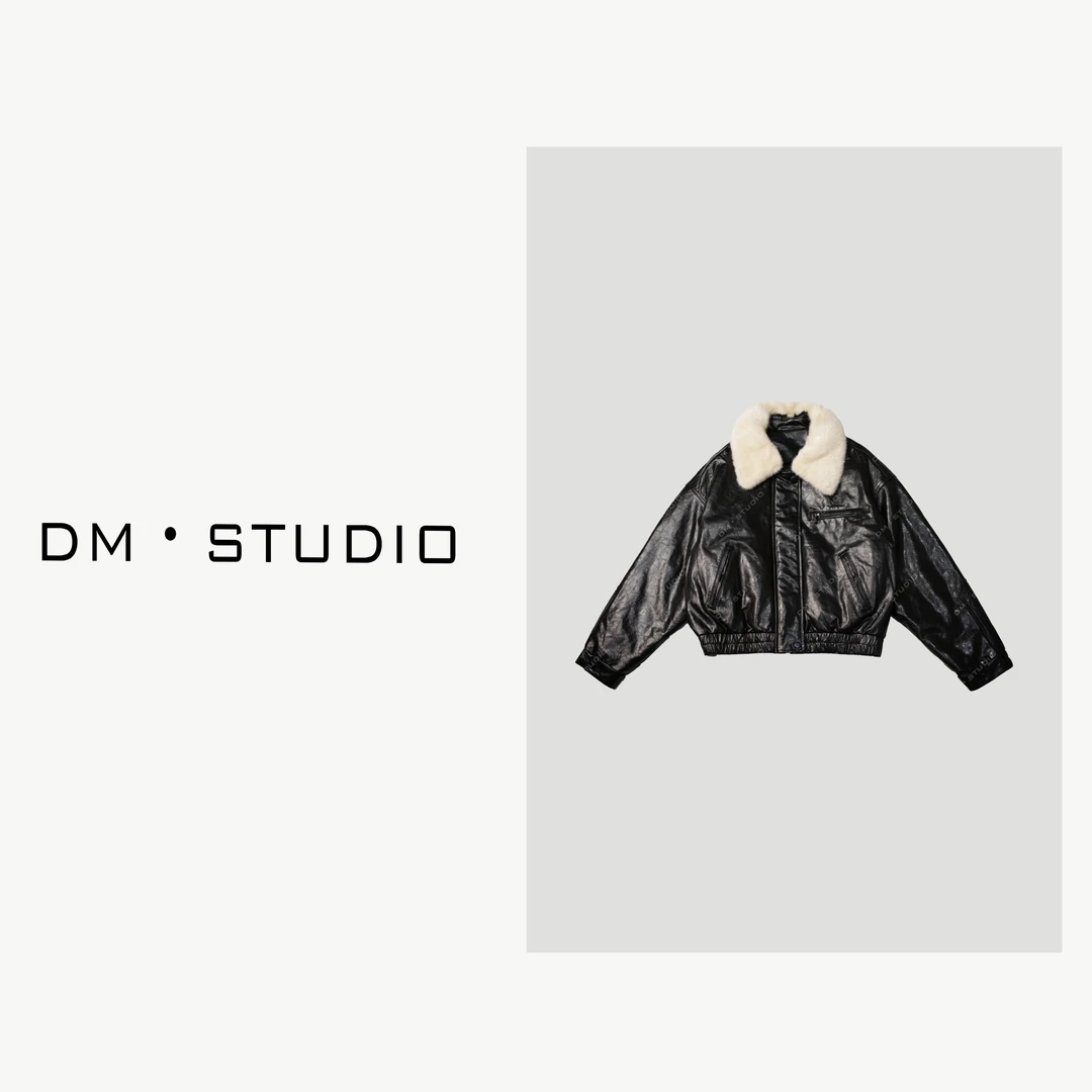 DEDM-DM•STUDIO/奢华高级感拼水貂毛翻领鹅绒油蜡皮衣（T-9197-1）