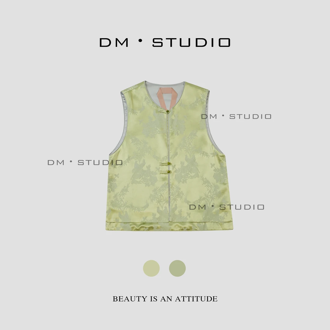 DM•STUDIO/新中式复古气质优雅工艺真丝提花盘扣马甲（6203）