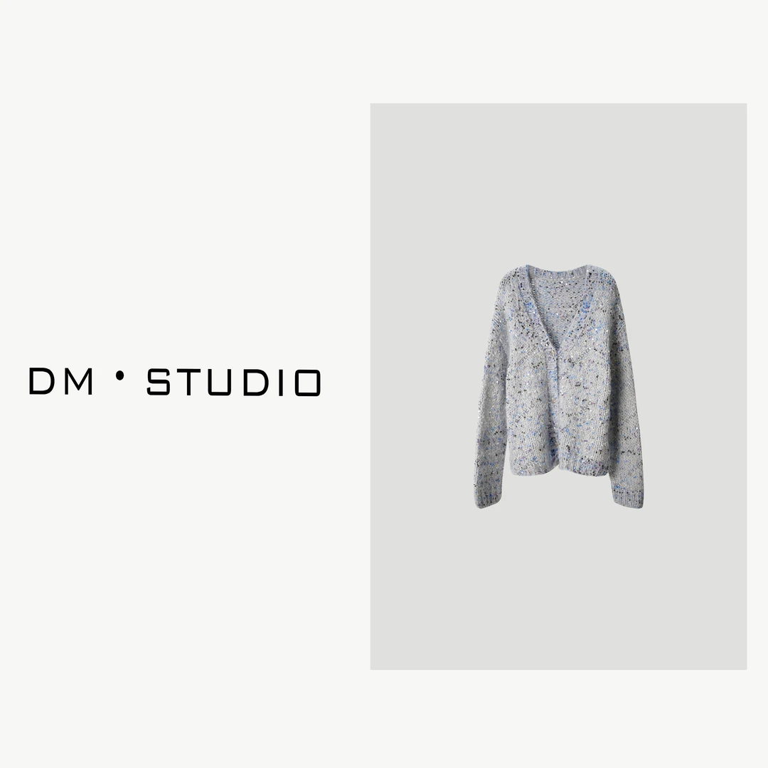 DEDM-DM•STUDIO/（羊驼毛+马海毛+羊毛）慵懒V领亮片毛衫（M86130）