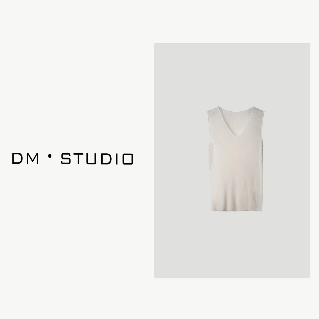 DEDM-DM•STUDIO/小众高级V领亮闪闪100%水溶羊毛针织背心(8608)