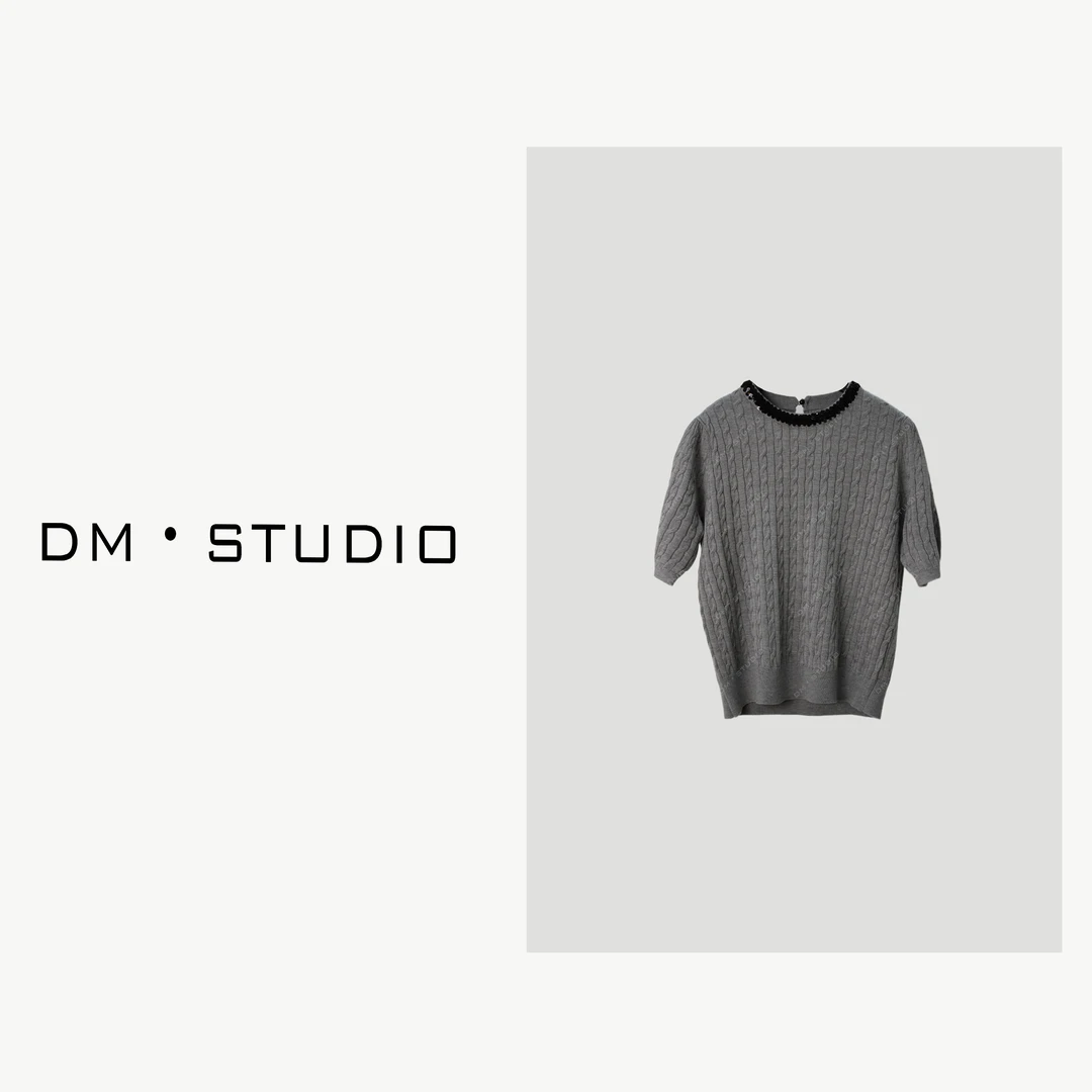 DEDM-DM•STUDIO/（含绵羊毛）减龄气质重工亮片领针织衫上衣（G5909）
