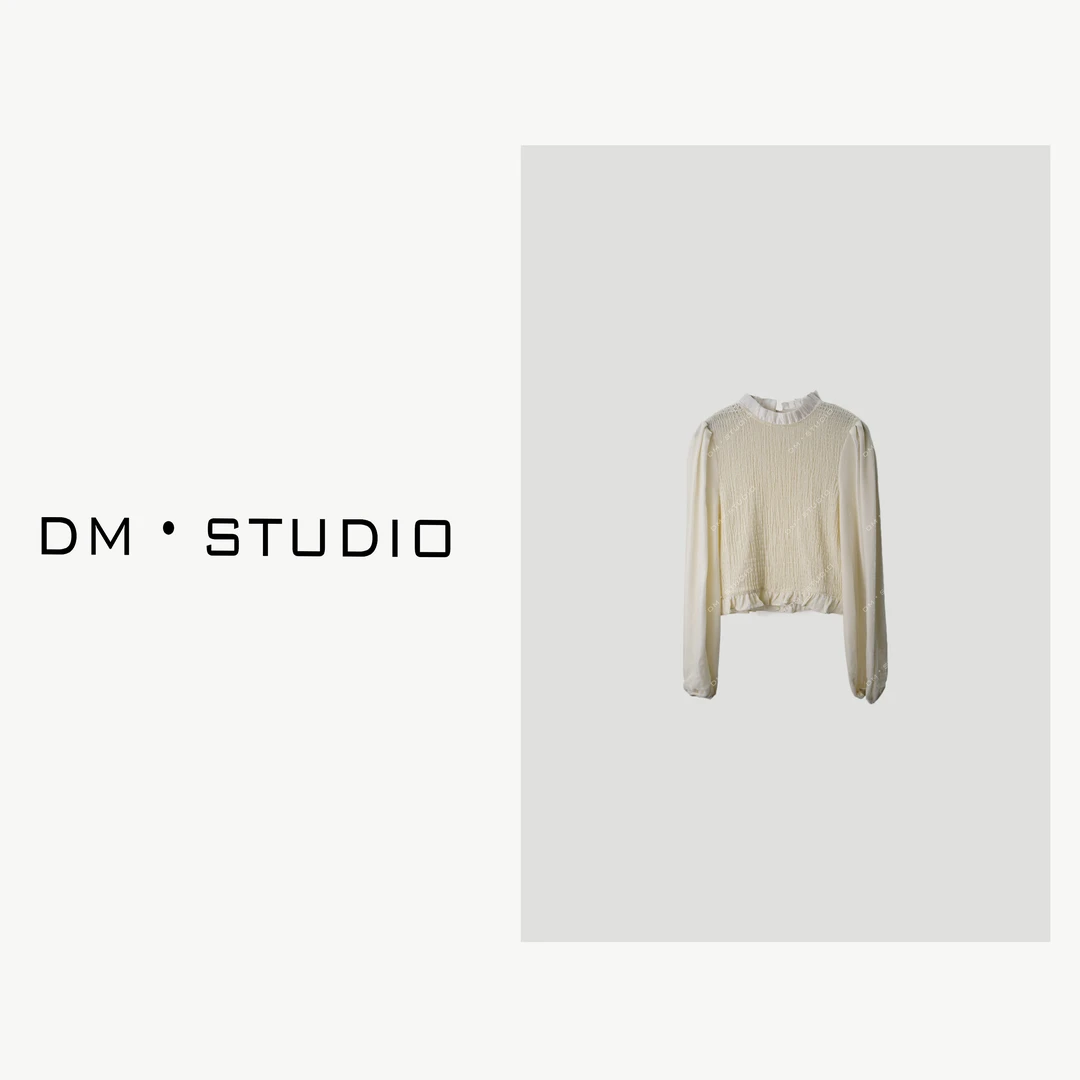 DEDM-DM•STUDIO/法式木耳领100%真丝丝绒衬衫上衣（2024AW7070L）