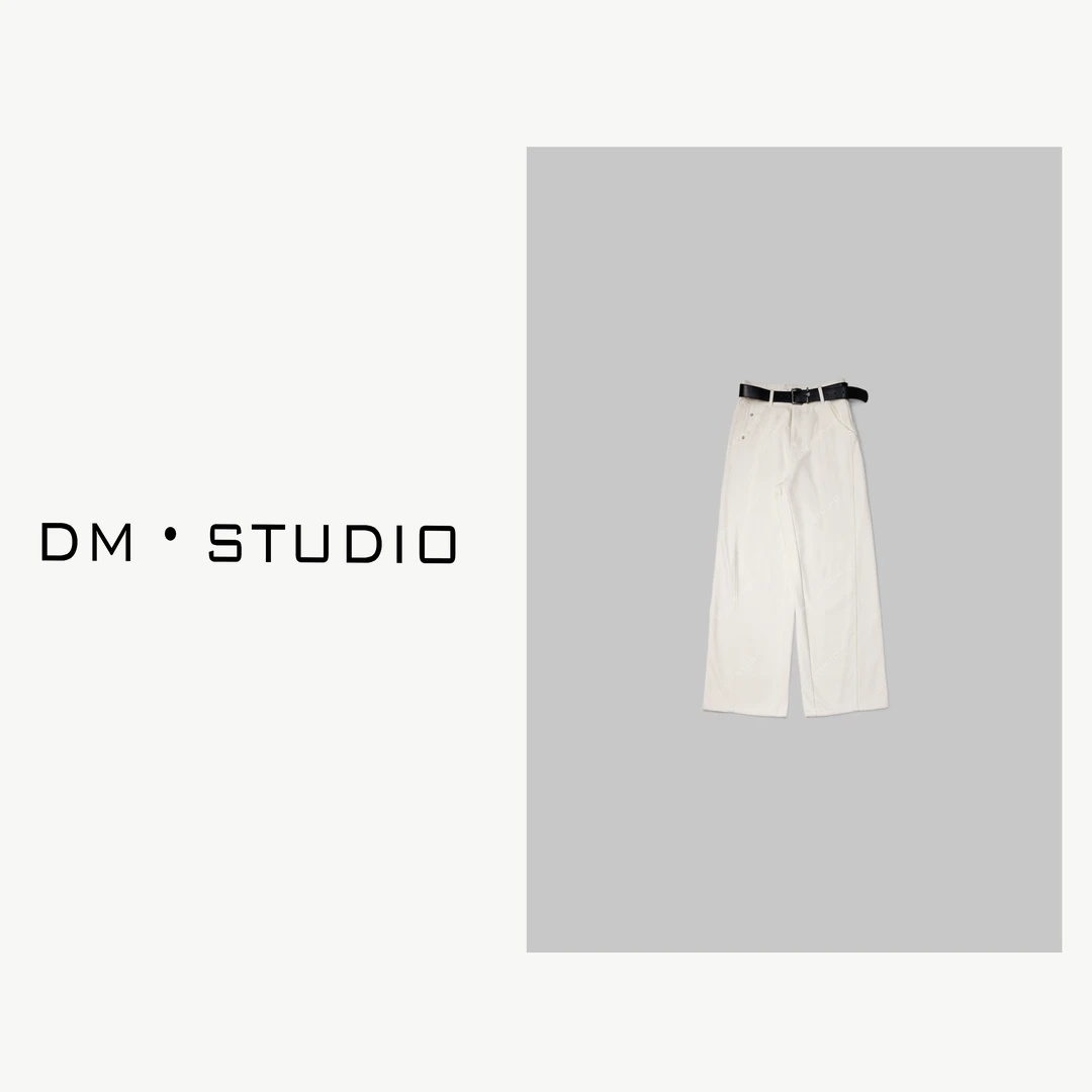 DEDM-DM•STUDIO/气质简约风纯色厚款腰带阔腿拖地牛仔裤（YB6028）