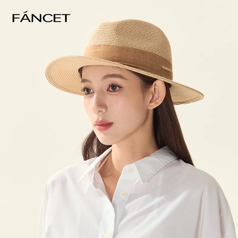 Fancet凡饰名媛礼帽女春夏法式赫本风英伦帽子出游草帽CM94052