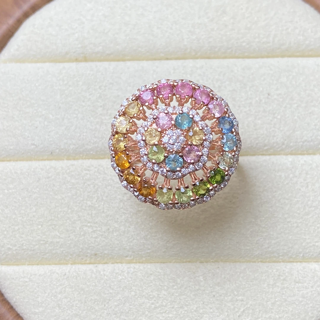 天然碧玺戒指s925银（一物一证）