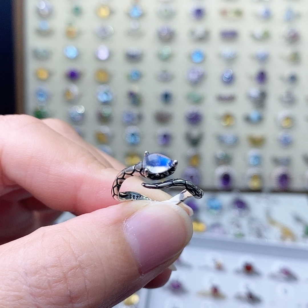 月光石戒指银S925镶嵌需要证书备注