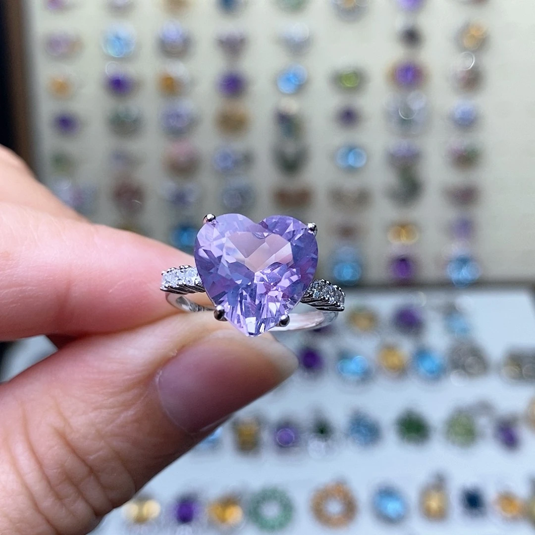 水晶戒指银S925镶嵌一物一证