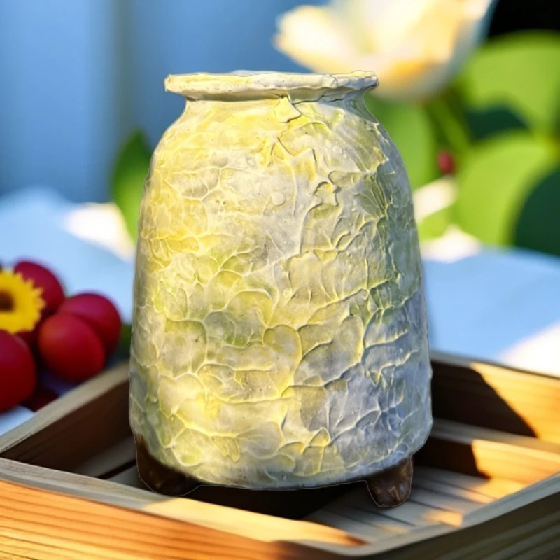 景德镇手工多肉花盆玩泥粗陶小老桩爆裂盆口径约4-5高11-12cm