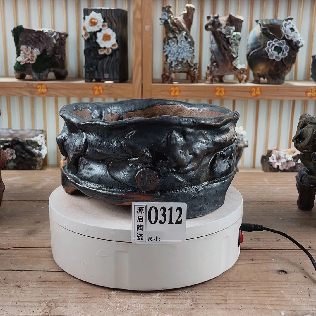 紫砂花盆景德镇手工制作花盆312