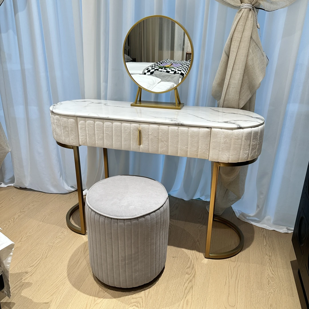 【皇家壹号】高端轻奢大理石台面绒布面料妆台ksb120*40*78
