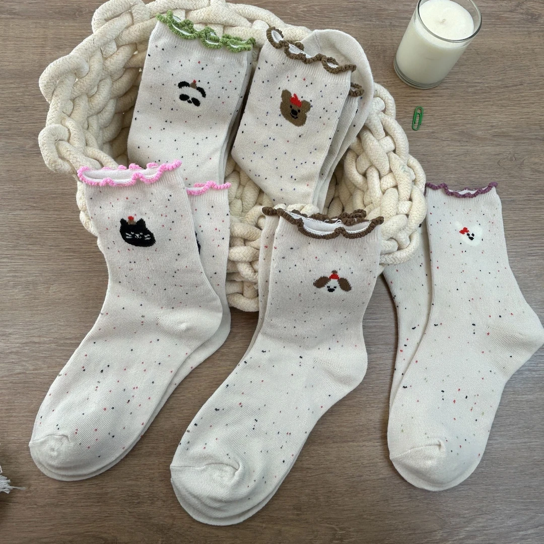 秋冬季加厚木耳边可爱狗狗袜保暖不冻脚女生潮袜