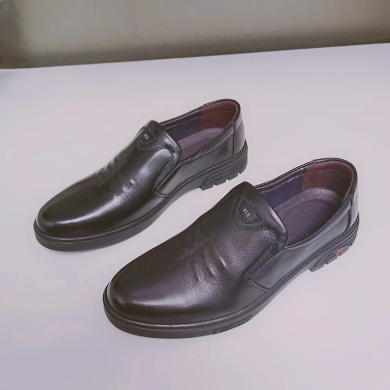 啊枝姐真皮男鞋66888正装商务休闲防臭百搭软底爸爸鞋一脚蹬皮鞋