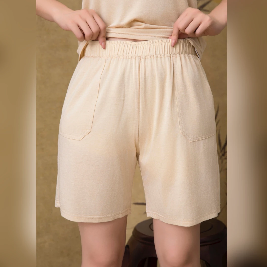 櫟丝御锦柞蚕丝【断码微瑕福利】女夏季居家短裤94006裤子宽松