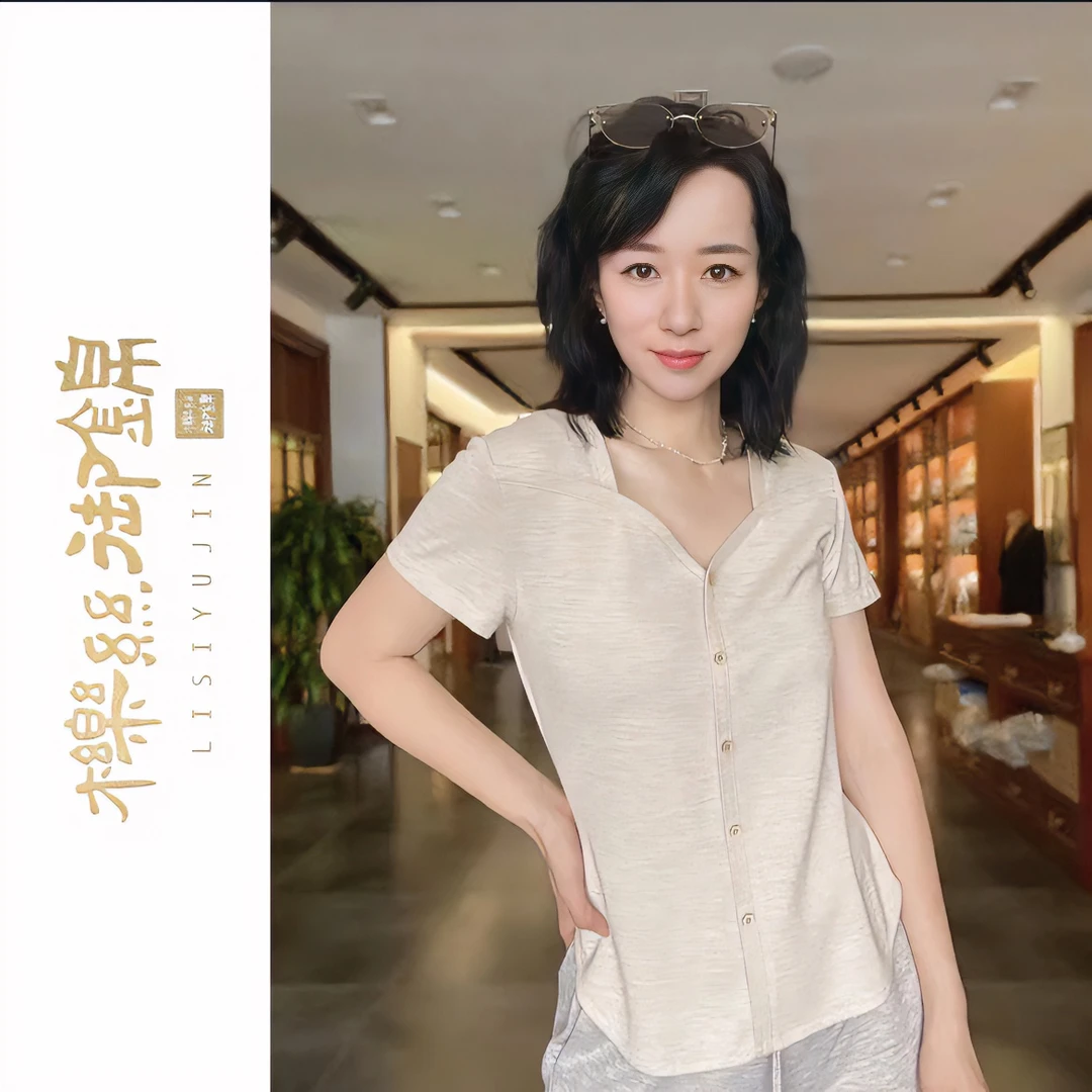 櫟丝御锦纯色女夏季气质显瘦透气凉爽舒适外穿家居上装M230611