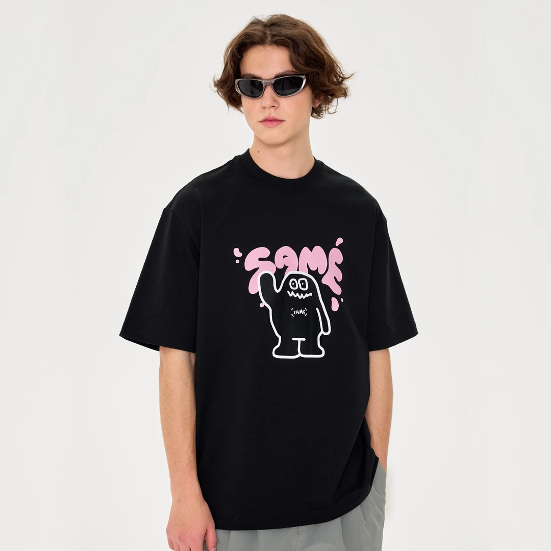 SAMESAME24SS果汁圆咕噜印花短袖宽松小领口基础吸汗纯棉T恤男女
