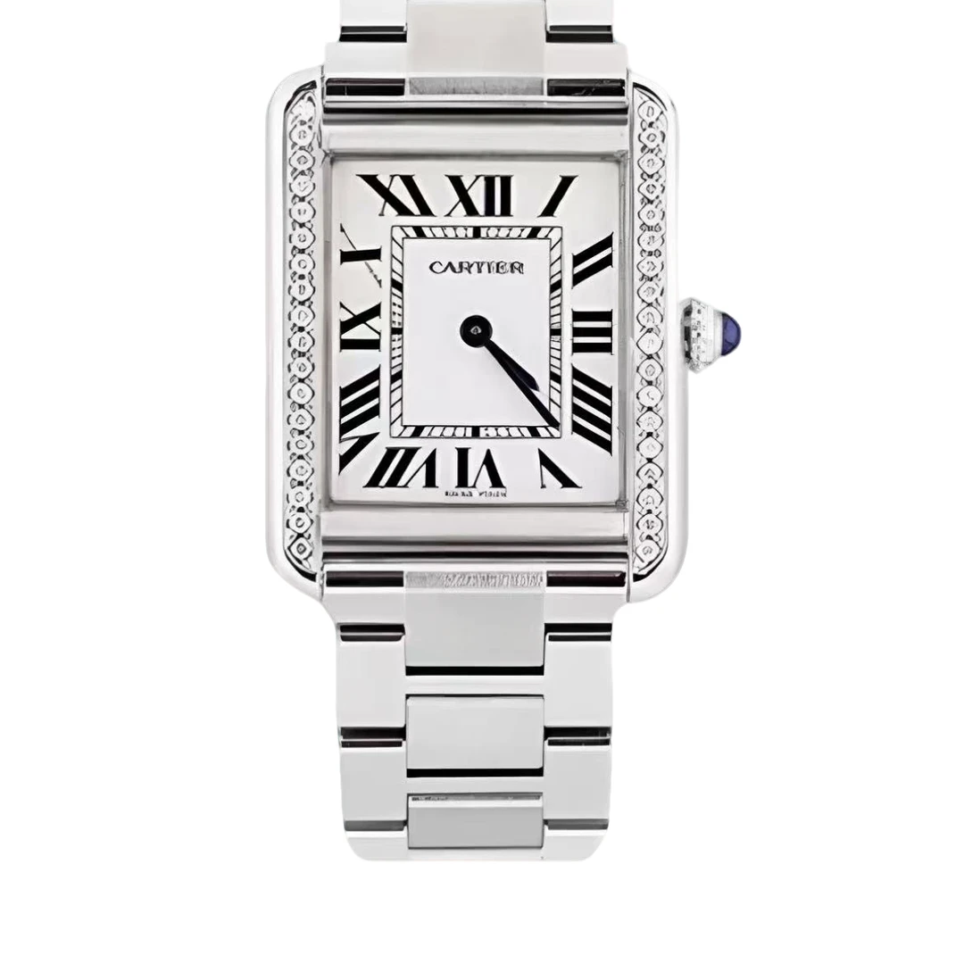 99新 Cartier/卡地亚 坦克 W5200014 中号后钻精钢 女士单表 时尚