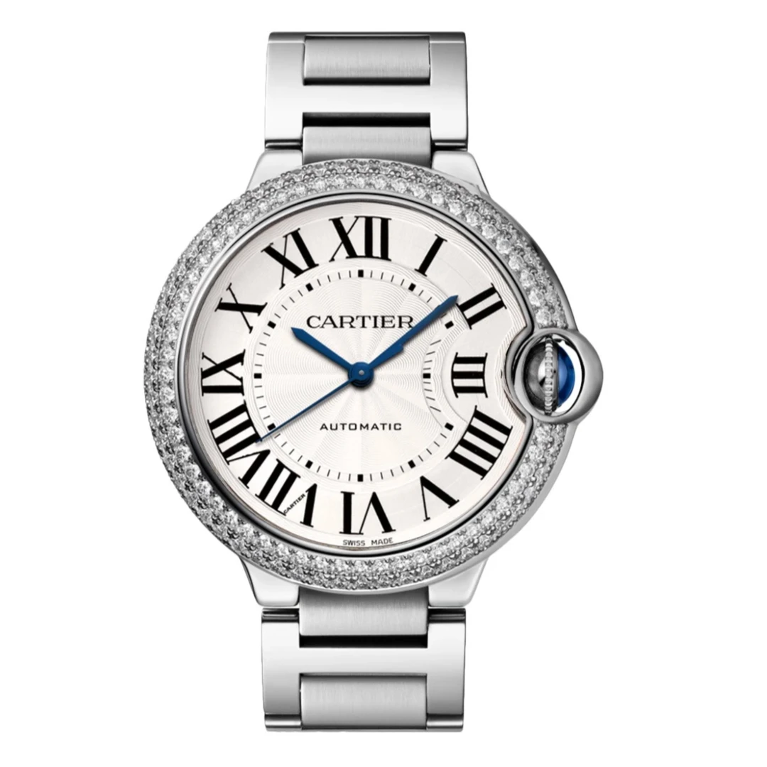 99新 Cartier/卡地亚 蓝气球W6920046 36钢带时尚后钻机械表 单表