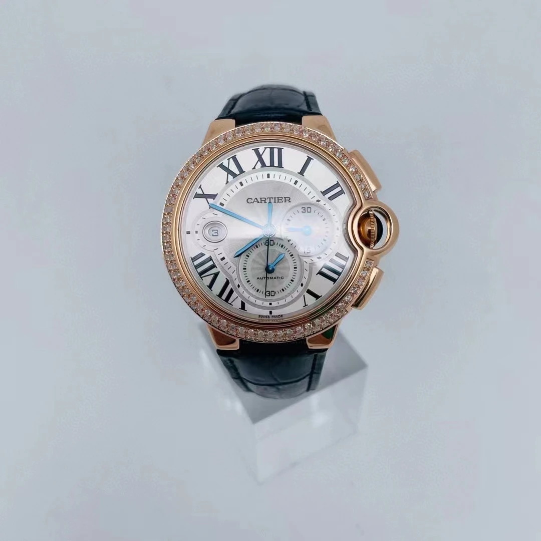 99新 Cartier/卡地亚 蓝气球W6920009 44玫瑰金后钻男士机械 单表