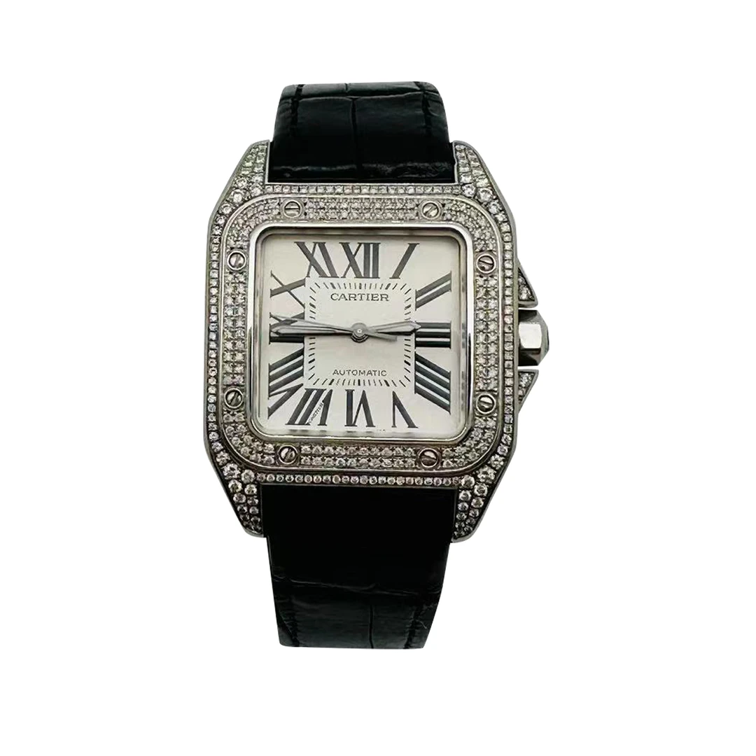 99新 Cartier/卡地亚 山度士大号W20073X8 51×41后钻男士皮带单表