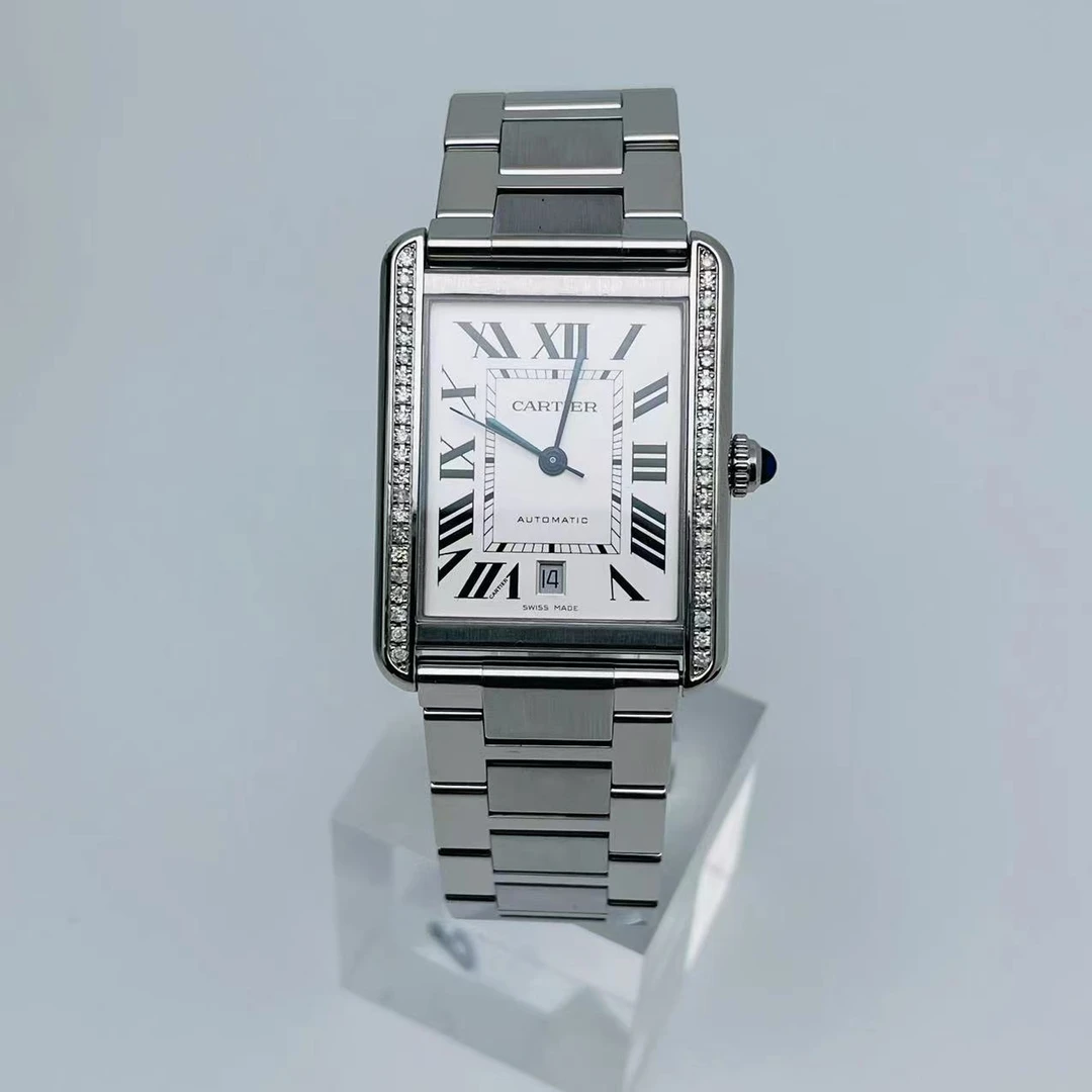 99新 Cartier/卡地亚 坦克后钻 W5200028 31X41 精钢男士单表镶钻