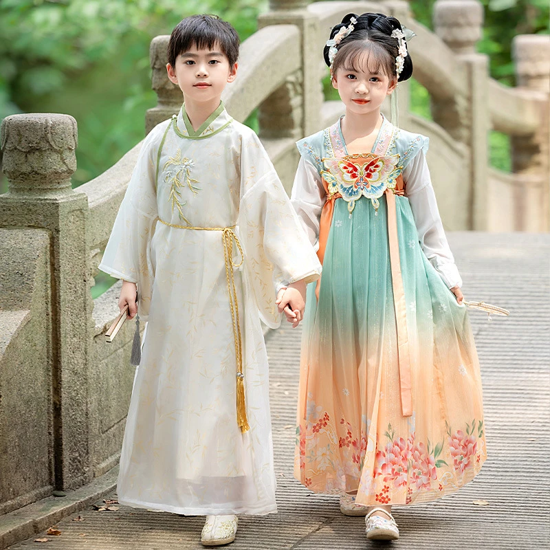 儿童汉服女童唐装新款国风古装男童帅气中秋国学服装春秋女装超仙