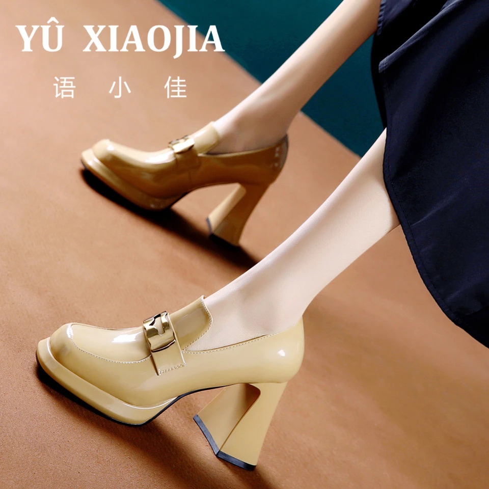 8CM[已开价]粗跟高跟鞋女2025年秋冬季厚底方头高跟单鞋M88-35