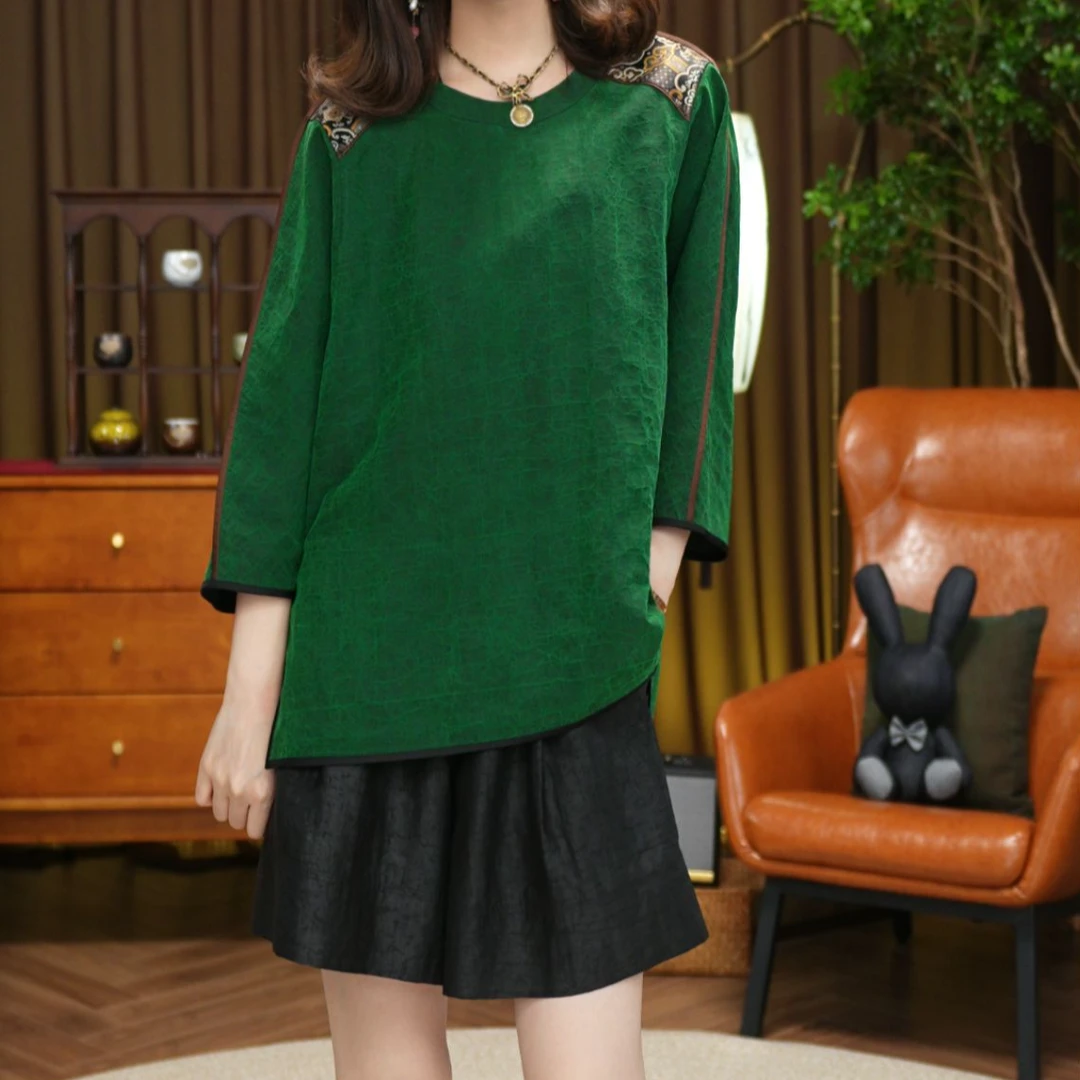 【玉洁定制】“雨过天青”香云纱上衣长袖宽松香云纱上衣BQYJ24070029