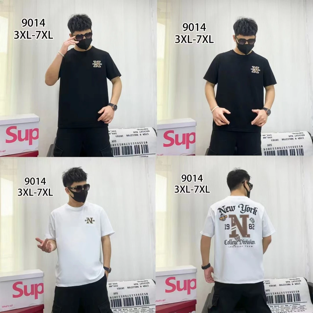 【夏款上新】大码男士时尚前后印花休闲弹力圆领夏款半袖【9014】