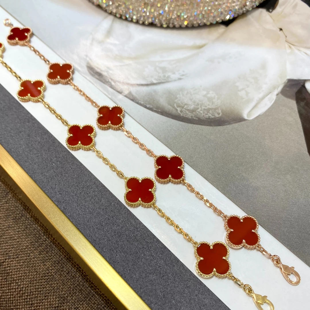 18K金红玛瑙手链-薄版瘦花-12克以上 精工重金中号15mm