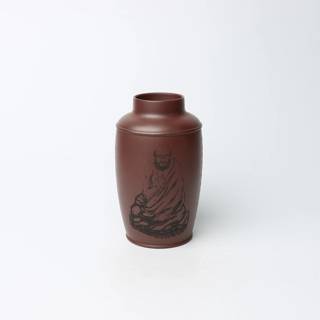 直087 达摩禅心 300cc 双层 龙血砂精品宜兴紫砂净水杯便携随行杯