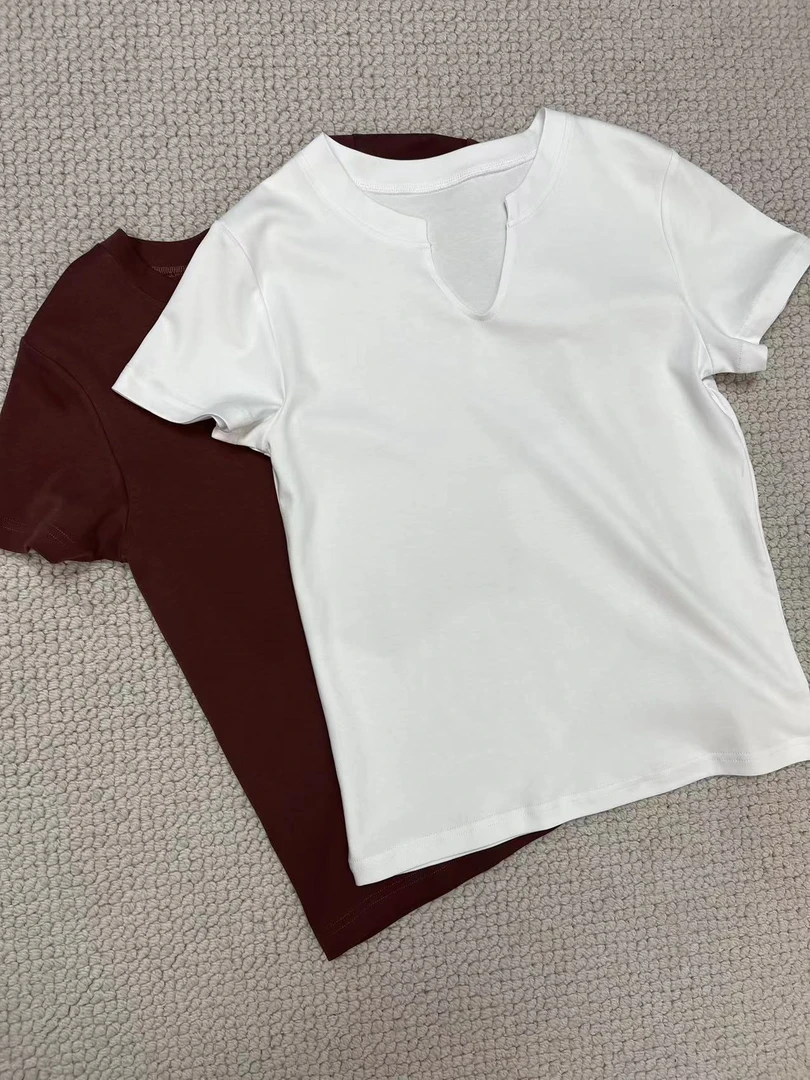 【向前向后2店】XQ-971 设计师款百搭简约休闲纯色半袖T恤