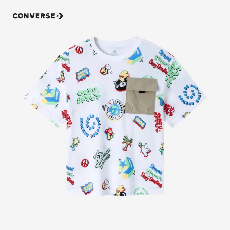 Converse匡威夏季儿童童装男女同款印花休闲短袖T恤C