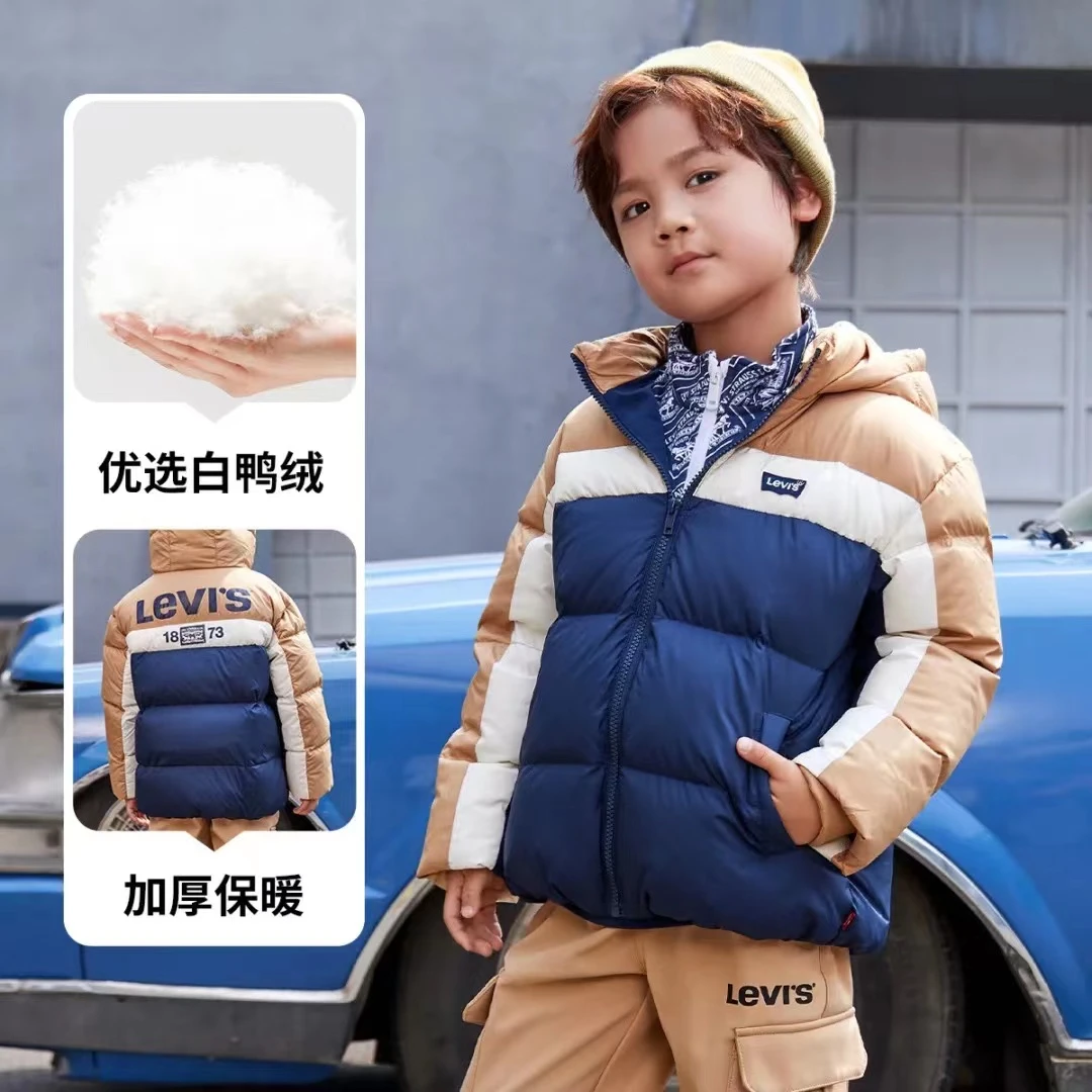 【童装旗舰】Levi’s男童冬季短款保暖立领连帽羽绒服LVB-HO-G048