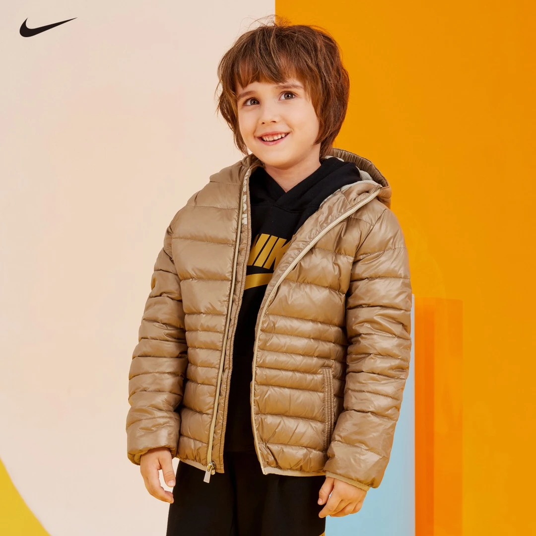 【童装官方】Nike耐克童装男女短款秋冬连帽轻薄童棉服NKNHO-G461