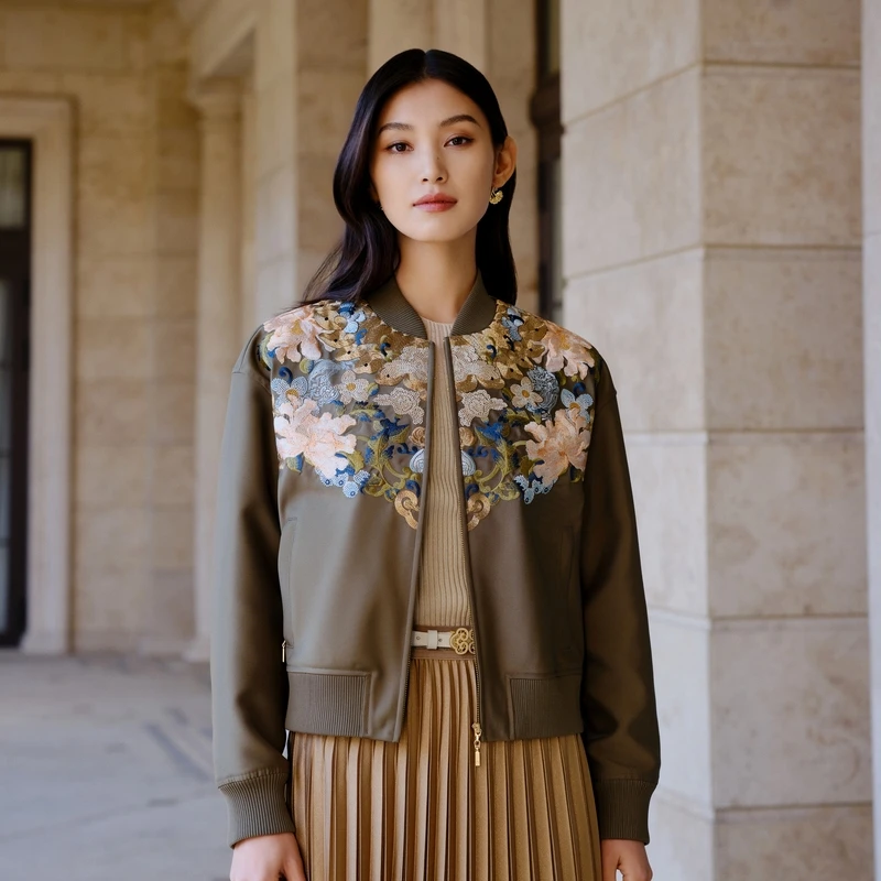 EP雅莹高端系列 国风重工牡丹刺绣夹克外套 新款1246A