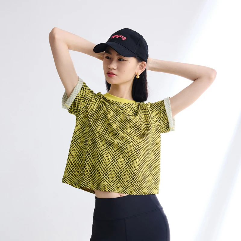 EP YAYING雅莹女装 圆领长绒棉宽松印花T恤 秋冬新品5311A