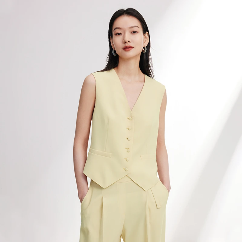 EP YAYING雅莹 斜纹三醋酸收腰西装马甲  春装新款1008A