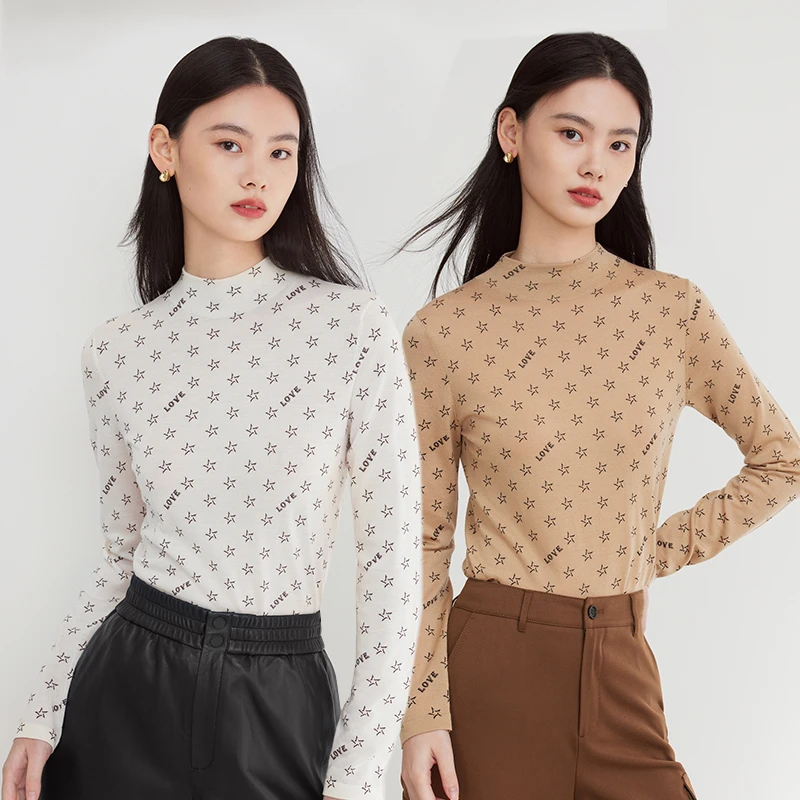 EP YAYING雅莹女装 复古羊毛小高领提花套头衫 秋装新款9912A