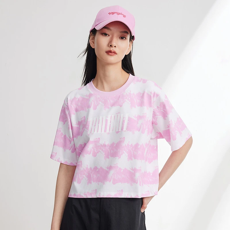 EP雅莹女装 宽松短款休闲运动印花短袖t恤 新款5329A