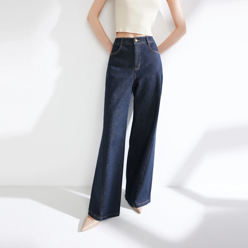 EP YAYING雅莹女装 长绒棉显瘦喇叭阔腿牛仔裤 夏装新款J628A