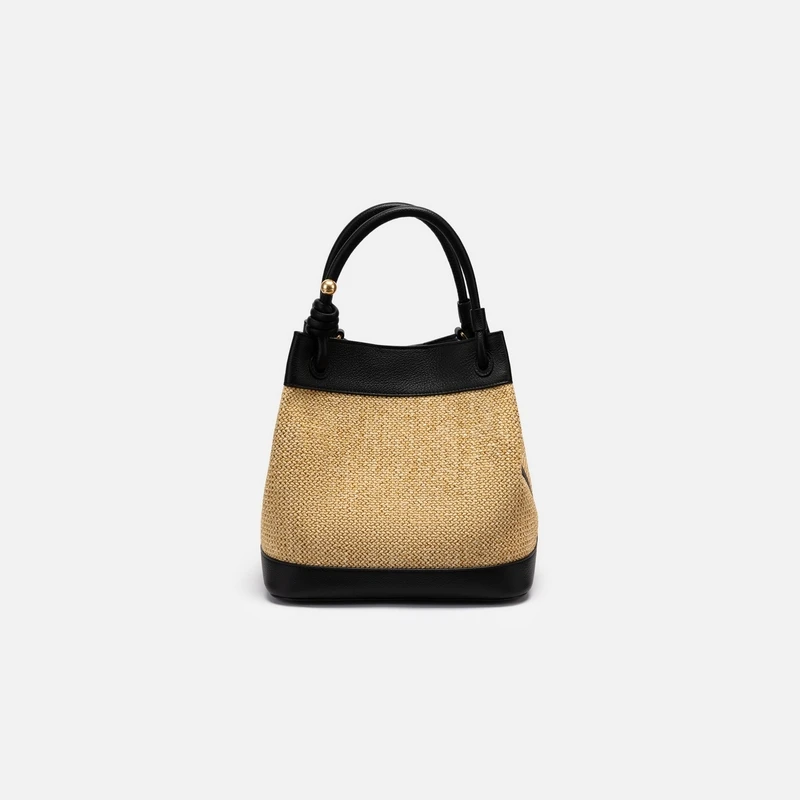 EP YAYING雅莹女包 国潮刺绣牛皮拼接水桶包 新款B011B