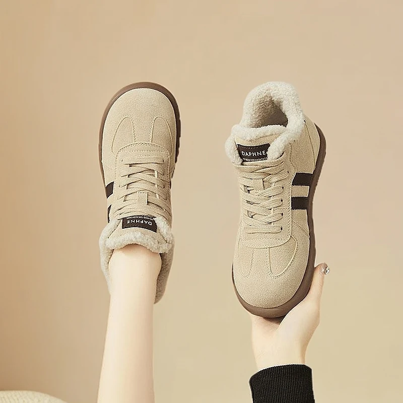 达芙妮高帮雪地靴女鞋休闲秋冬款2025新款冬季运动鞋时尚平底棉鞋