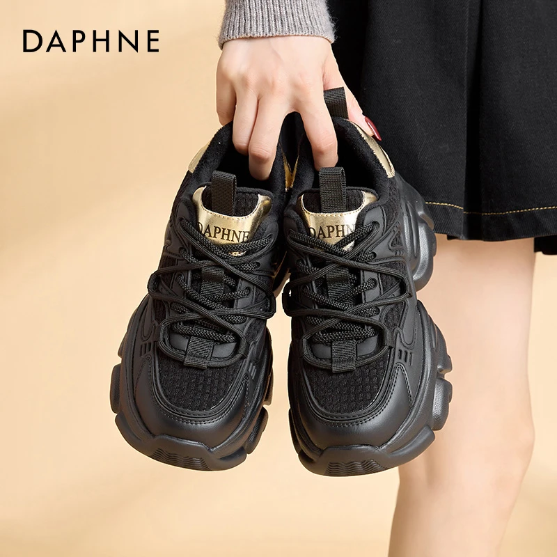 达芙妮加绒加厚保暖棉鞋鞋子冬季女款新款流行复古休闲百搭老爹鞋