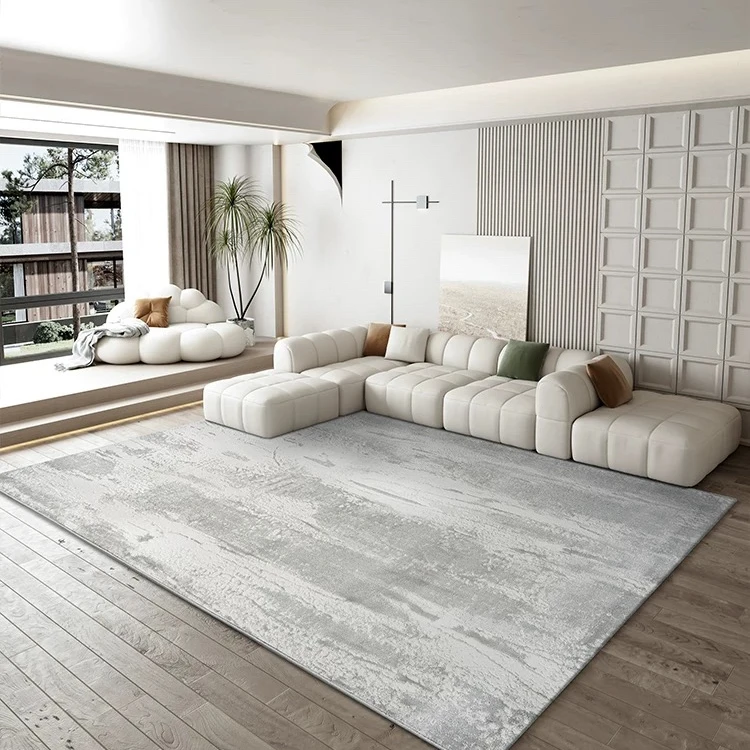 地毯床边毯松弛感茶几客厅垫地毯家用大面积轻奢灰色抽象耐脏加厚