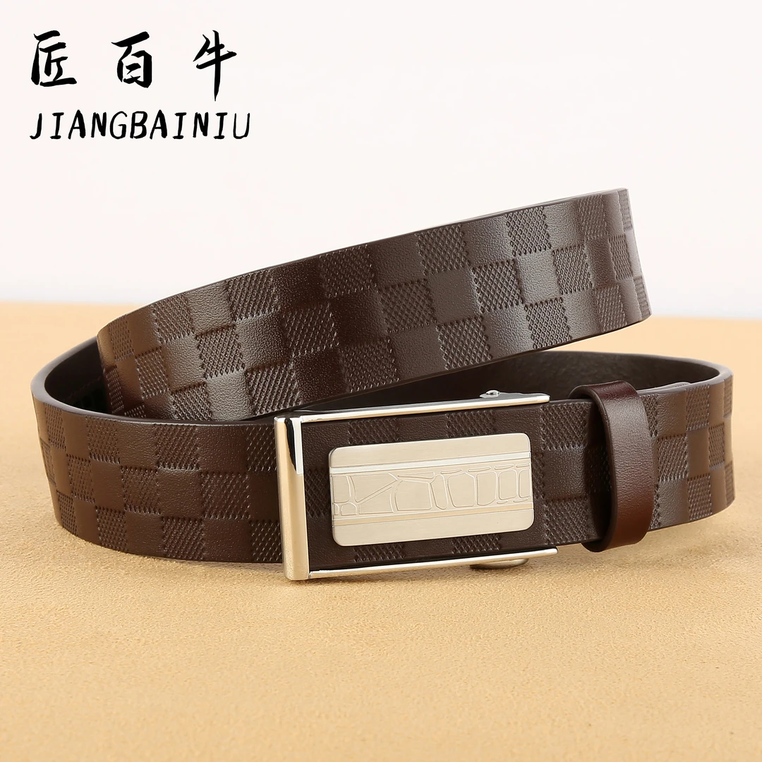 匠百牛男士皮带不锈钢内穿自动扣真皮头层牛皮休闲百搭男款腰带