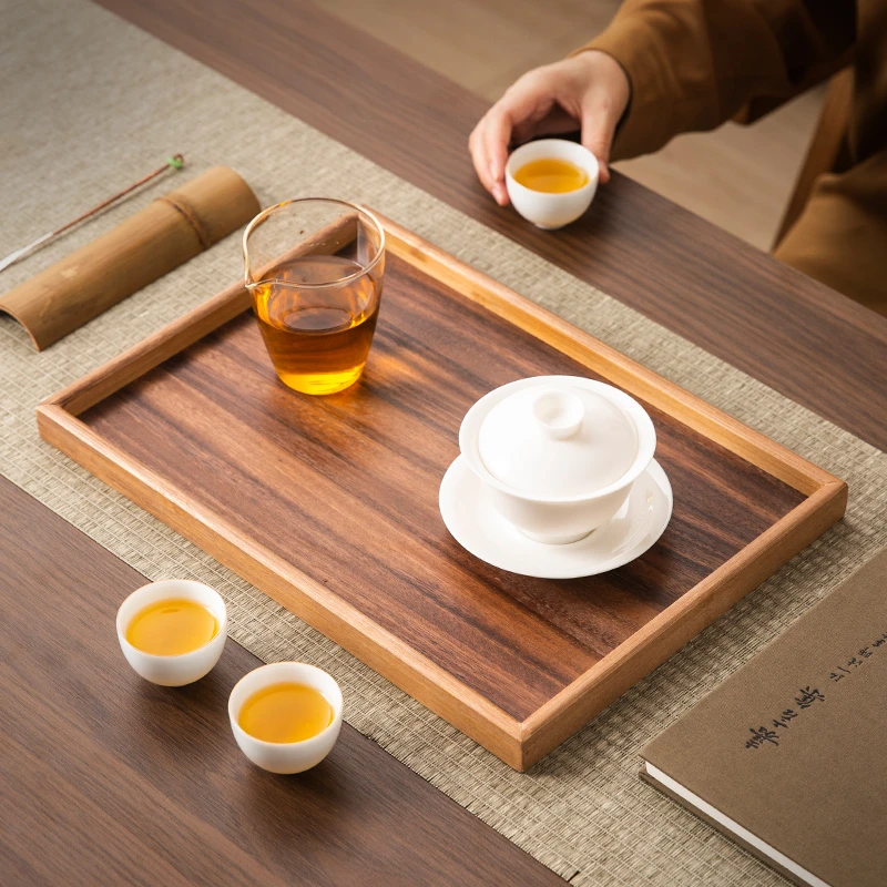 胡桃木高档咖啡盘蛋糕点心盘轻奢精致长方形木质茶水杯托盘