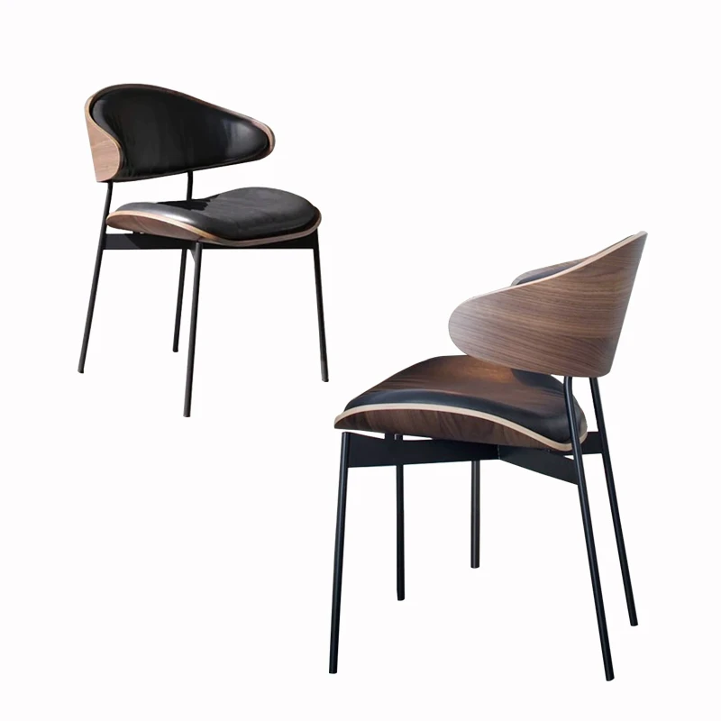 意式轻奢设计师餐椅现代简约家用书房椅北欧原木靠背椅子咖啡椅