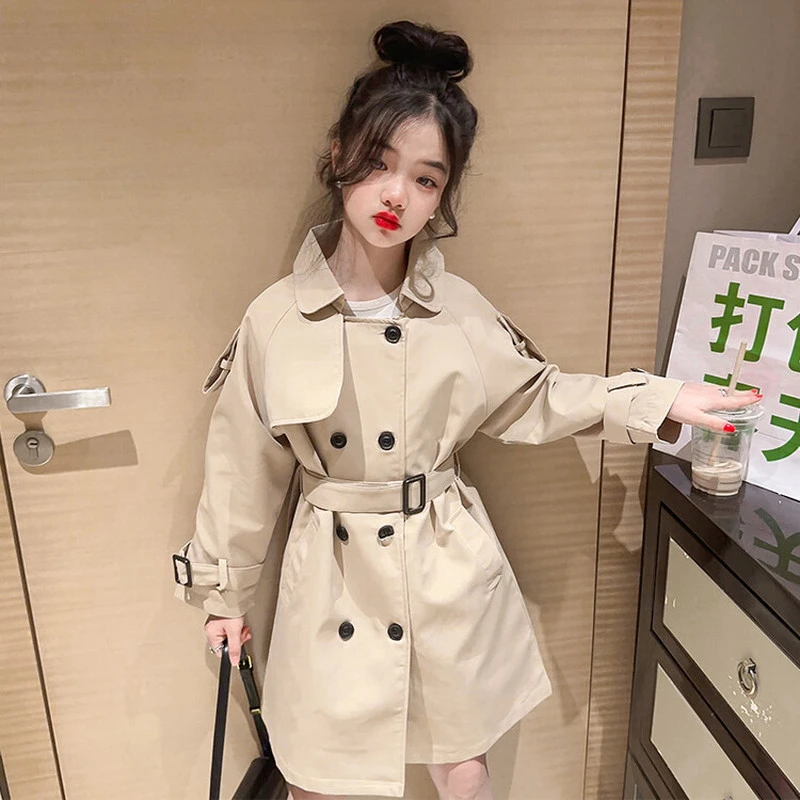 女童风衣2025新款儿童外套春秋装中大童英伦风洋气中长款时髦上衣